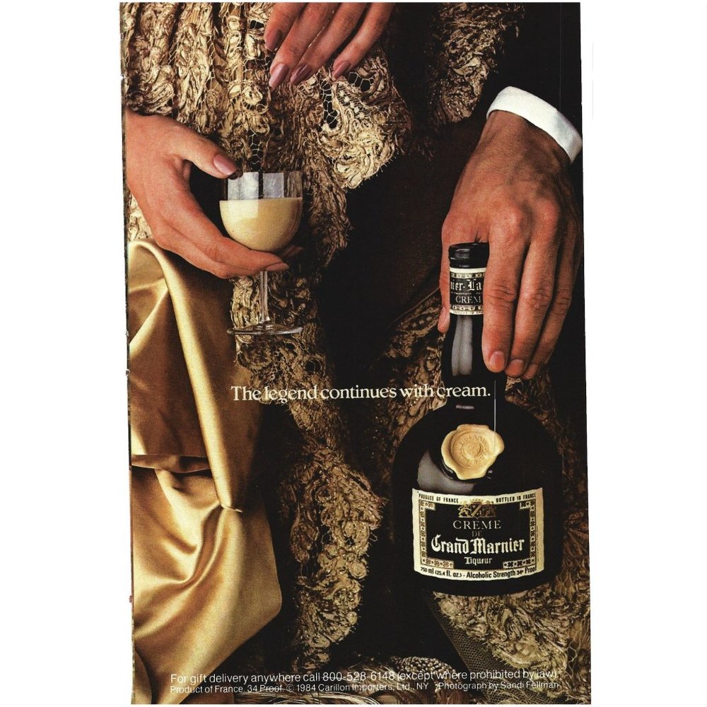 Creme Grand Marnier Liqueur Ad 1980s Vintage Print Ad 8 inch Tall